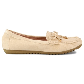 Beige behagelige loafers med sløjfe