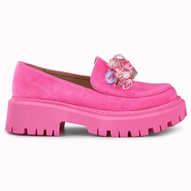Pink loafers med perler lyserød