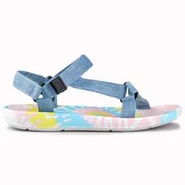 Damesandaler i denimsport med velcro blå