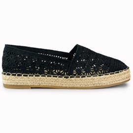 Sorte espadriller med blonder til kvinder