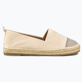 Beige espadriller til kvinder med en pailletteretå