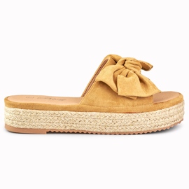 Brune espadrille-rutsjebaner med sløjfe