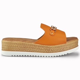 Orange hjemmesko til kvinder med lav kile