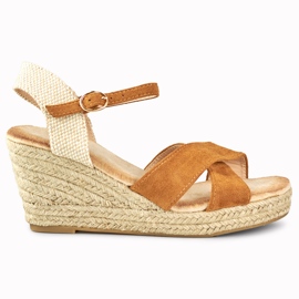 Kile-sandaler til kvinder med espadriller i ruskind brun