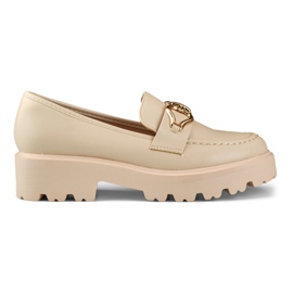 Damebeige loafers lavet af øko-læder