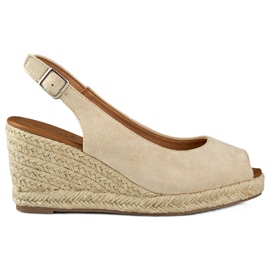 Dameespadriller i beige ruskind