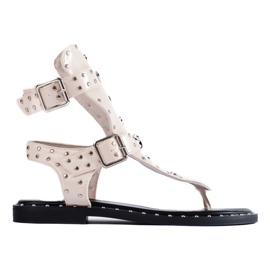 Beige gladiator flip flops med jetfly fra Shelovet