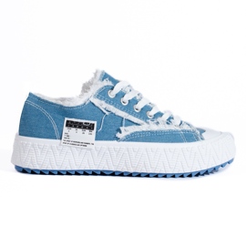 Sneakers til kvinder på platformen Denim Shelovet blå