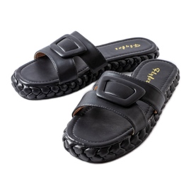 Sorte platformssandaler fra Francesco