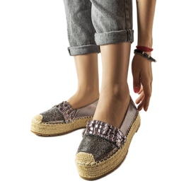 Sølv espadriller med cubic zirconia fra Lauro brun