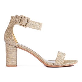 Shelovet glitter blok sandaler gylden