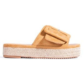 Shelovet espadrille-rutsjebaner i kamelruskind beige