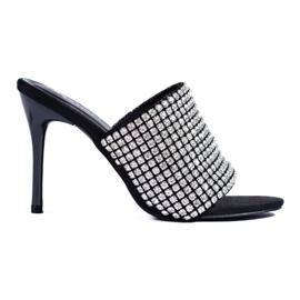 Elegante Shelovet sandaler med sorte hæle med zirkoner
