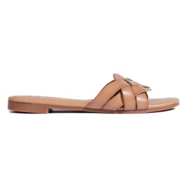 Beige vævede flade sandaler fra Shelovet