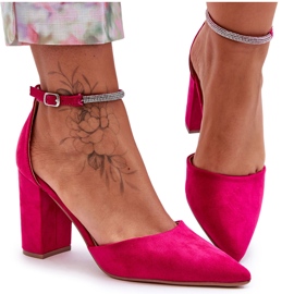 Ruskindspumper med Zirconia Fuchsia Diamant lyserød
