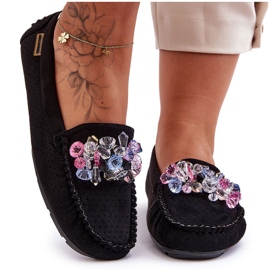 PM1 Moderigtige ruskindsloafers med ornamenter Sort Delima