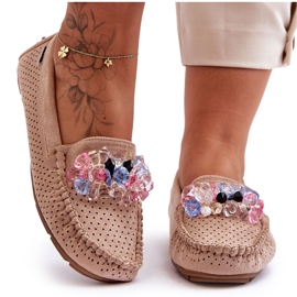 PM1 Trendy suede loafers med beige Delima-pynt