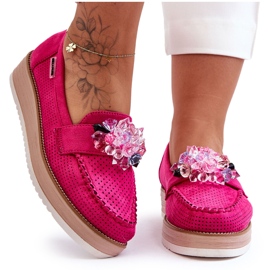 PM1 Dame-platform loafers med sten Fuchsia Elonore lyserød