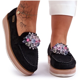 PM1 Dameplatform Loafers med sten Sort Elonore
