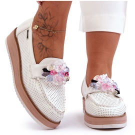 PM1 Dameplatform Loafers med sten Hvid Elonore