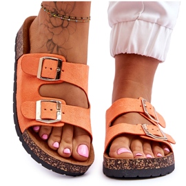 Slip-On flip-flops til kvinder med korksål, orange