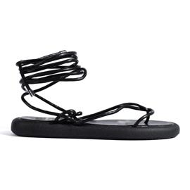 Shelovet kvinders sorte snøre-sandaler