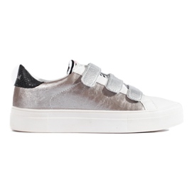 Sølv og hvide Shelovet velcro sneakers til kvinder