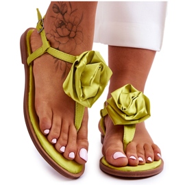 STEPHAN Flip-flop sandaler til kvinder med en stofrosa, lime grøn