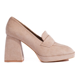 Beige højhælede pumps fra Vinceza
