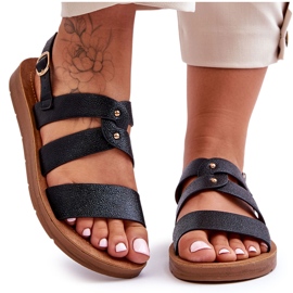 PG1 Sorte Catalia skinnende sandaler til kvinder