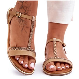 Damesandaler med zirkoner Beige Penna