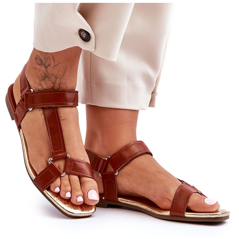 Camel Lissa flade velcro-sandaler til kvinder brun