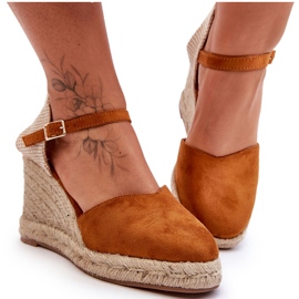 Suede Wedge Sandaler Brun Selfoss
