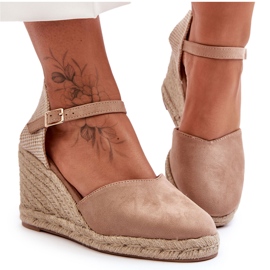PG1 Suede Wedge Sandaler Beige Selfoss