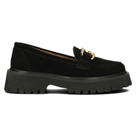 Filippo DP4916 læder ruskind loafers på platformen sorte