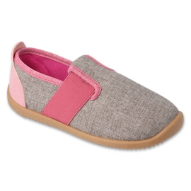Befado børnetøfler med læderindsats 901Y014 beige og pink