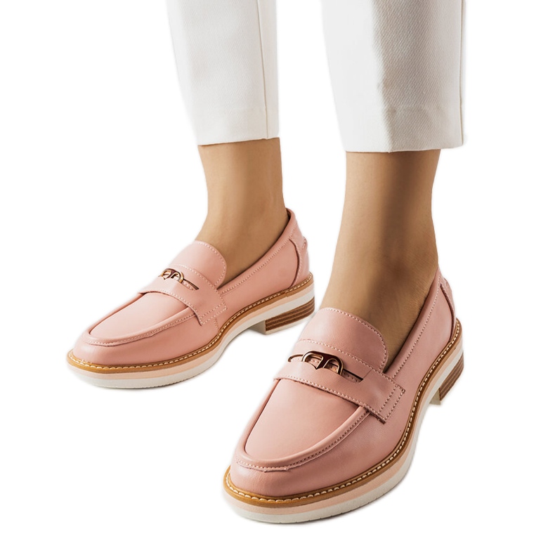 Inna Orlanda pink læder loafers til kvinder lyserød