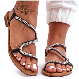 Kvinders sorte Hayen-udsmykkede slip-on-sandaler