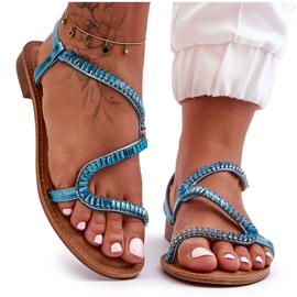 Kvinders blå Hayen-udsmykkede slip-on sandaler