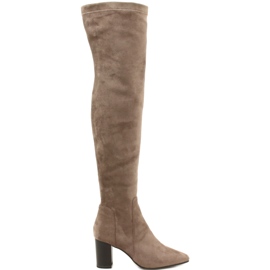 Taupe strækstøvler til kvinder Caprice 9-25521-41 355 beige over-knæ-støvler