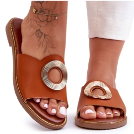 Damesandaler med rund dekoration Camel Donatell brun
