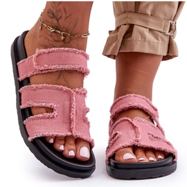 Kvinders velcro stof hjemmesko Pink Lamirose lyserød