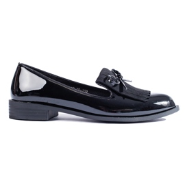 Shelovet sort lak loafers med kvaster
