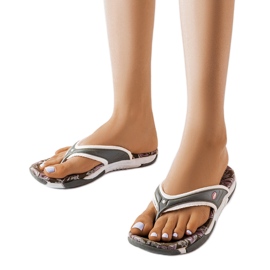 Grå tekstil-flip-flops med blomster fra Felix