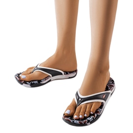 Feliksa sorte tekstil-flip-flops med blomster