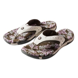Suoma grå tekstil flip-flops med blomster
