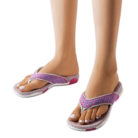 Grå og lyserøde tekstil-flip-flops fra Luigia