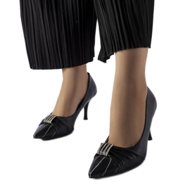 Sorte højhælede pumps med rhinestones fra Fortin