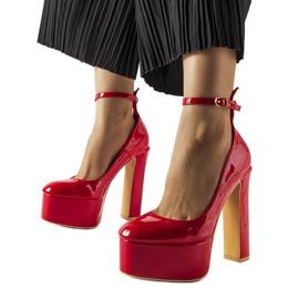 Røde patent højhælede pumps fra Colle