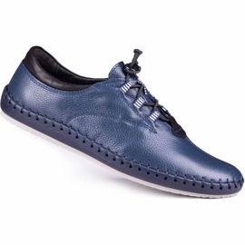 Kampol Mænds lædersko afslappet 337/63 Navy Blue Face blå
